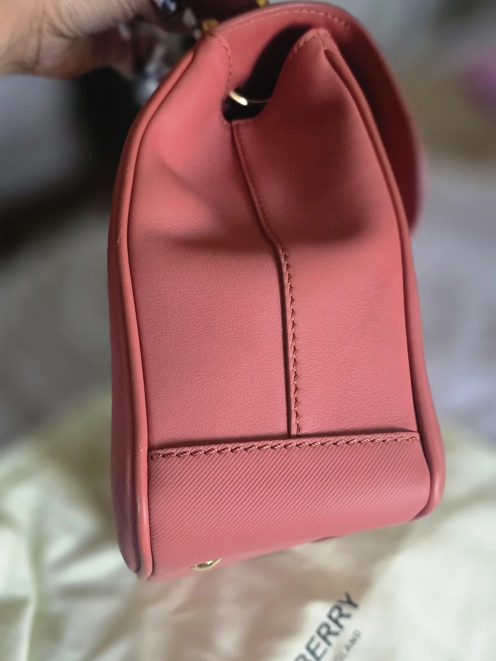 Burberry DK88 Pink Leather Top-Handle Bag with Gold Hardware